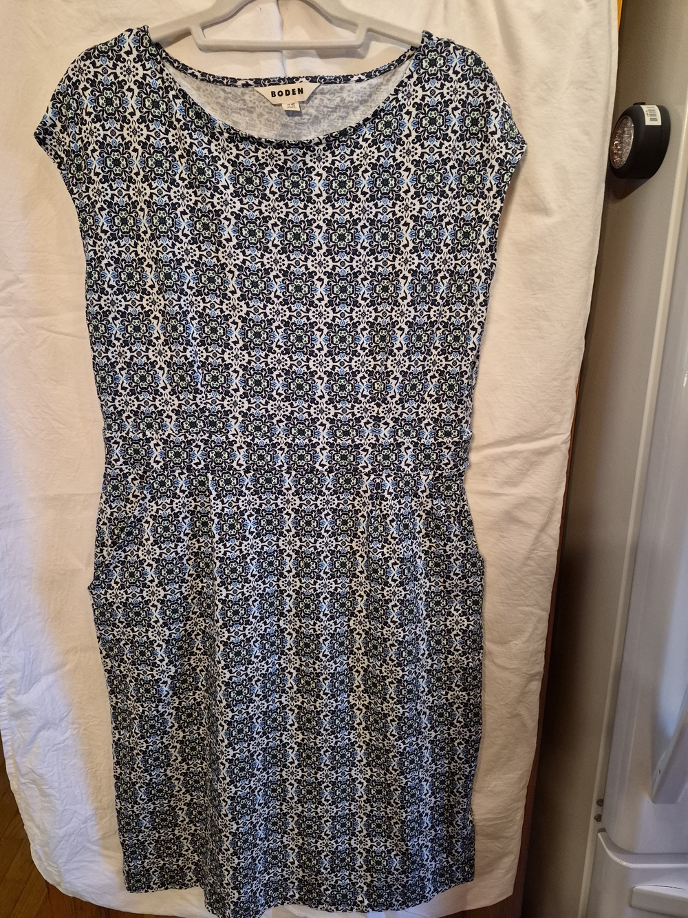 Boden Blue and White Printed Midi Dress